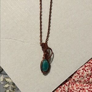 Designers Originals Turquoise Pendant Necklace. Copper chain.
